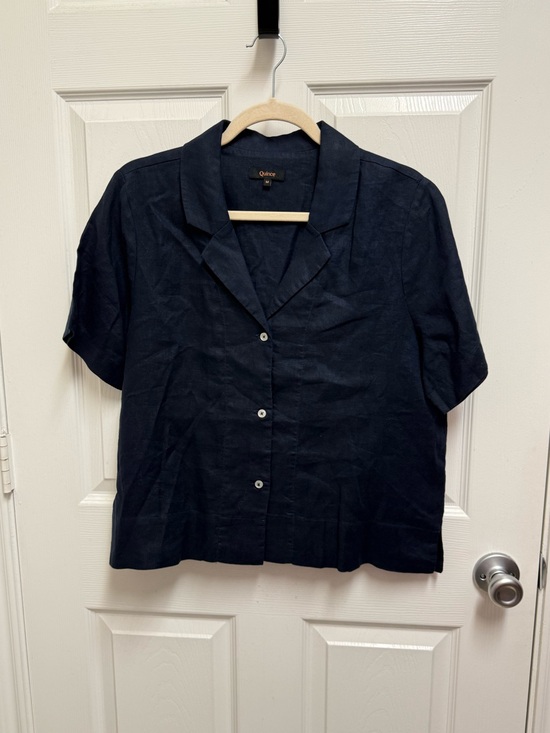 Quince Tops - Quince Navy Button Down Linen Top